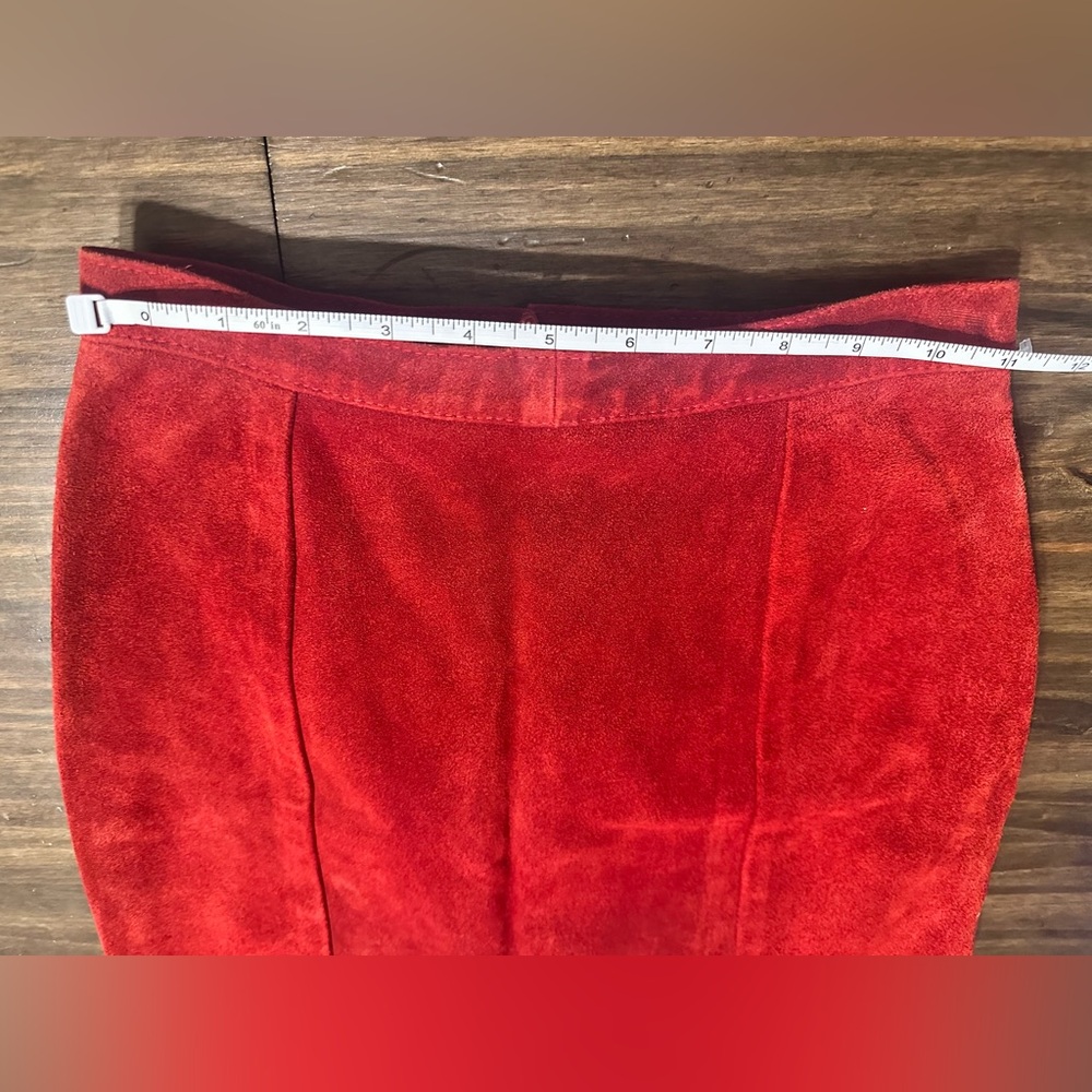 Vintage Red Suede Mini Skirt Size 5/6 -fits small (see info) USA Made - Picture 8 of 12